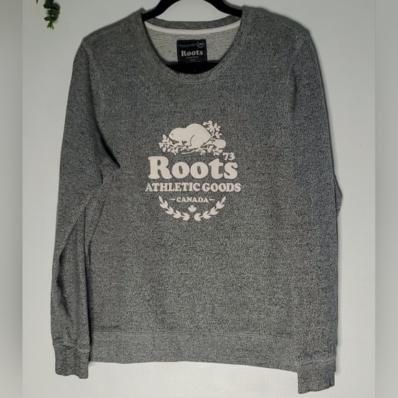 Roots Tops - Roots Beaver Sweatshirt Crewneck Long Sleeve Graphic Salt&PepperTweed SZ Large